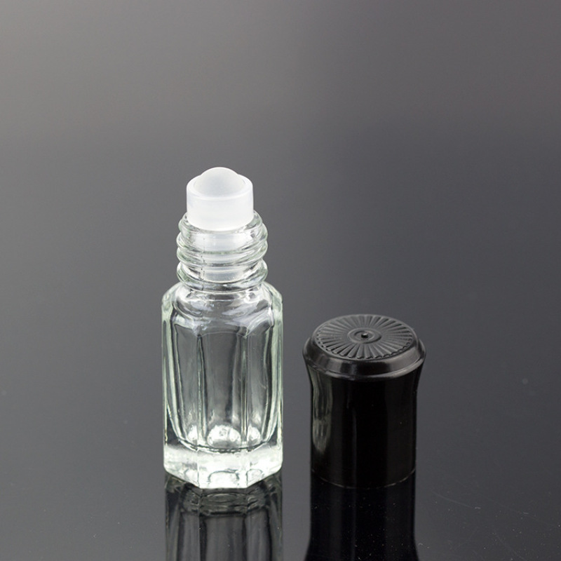 New Style Octagonal Shape Empty Glass Bottle of Attar Perfume Oil with Glass Roller 3ml