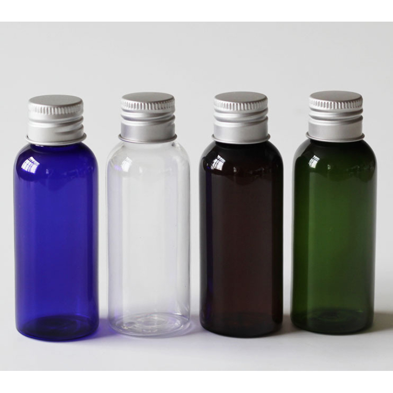 Pet Plastic 50 ml clear Cosmetic Bottle with Plastic or Aluminum Lid