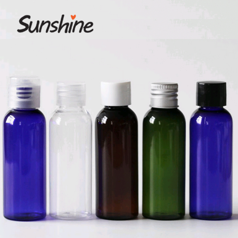 Pet Plastic 50 ml clear Cosmetic Bottle with Plastic or Aluminum Lid