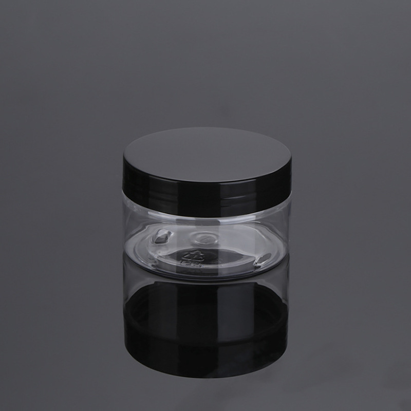 Hot Sale 4oz 120g Clear Round PET Jar Cheap Plastic Container with Straight Side Black Lid Recyclable for Cosmetics Eye Cream