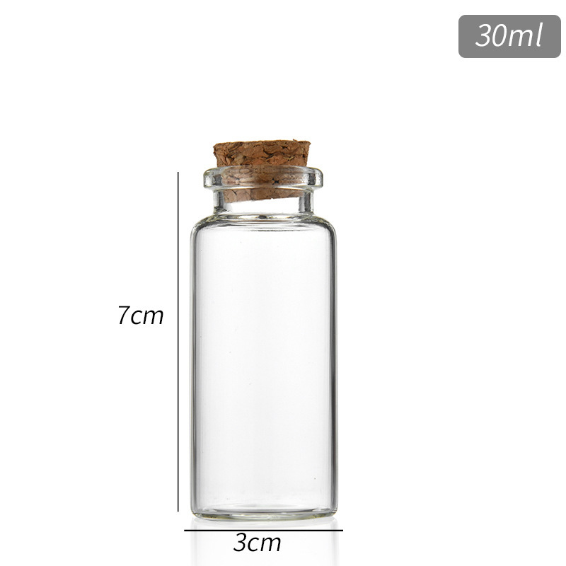 High Quality Clear Small Glass Container with Cork Lid Multiple Capacities and Empty for Loose Powder MOQ 100pcs