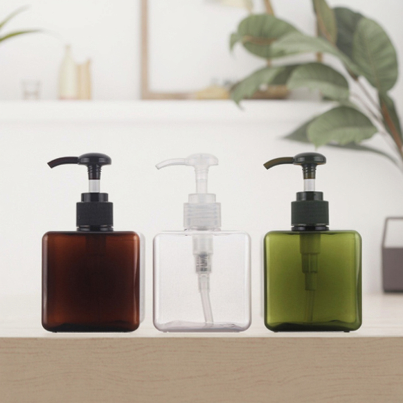 250ml Empty Square Plastic Shampoo Bottle Hotel Amenities Packaging Decorative for Facial Cleanser