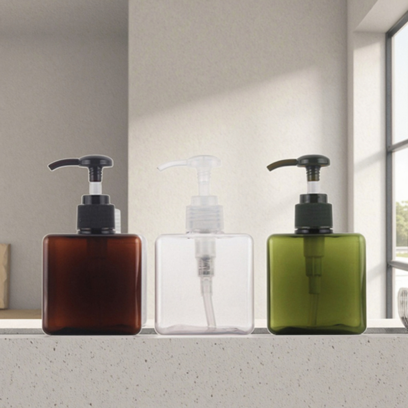 250ml Empty Square Plastic Shampoo Bottle Hotel Amenities Packaging Decorative for Facial Cleanser