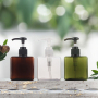 250ml Empty Square Plastic Shampoo Bottle Hotel Amenities Packaging Decorative for Facial Cleanser