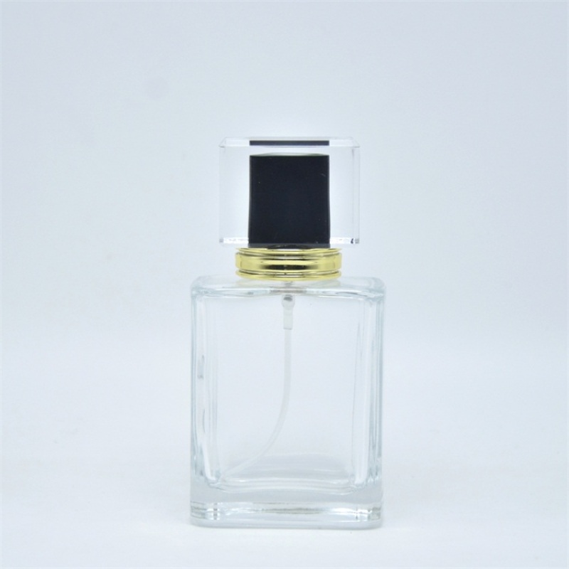 Factory Price Print-Able Square Glass Perfume Bottle Recyclable with Pump Sprayer Packaging