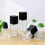 Wholesale Packaging 30ml 40ml square clear Empty Lotion Foundation Glass Cosmetic Bottle With Pump