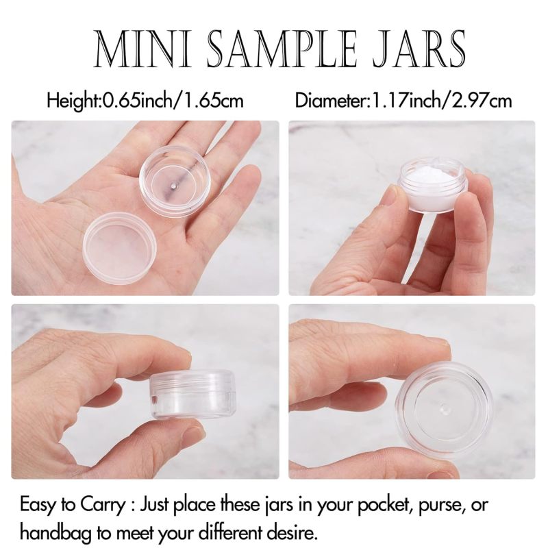 Mini Sample Jar Plastic Cosmetic Jars Cream Packaging Jar 3 Gram Sample Containers Cream Jar With Lids