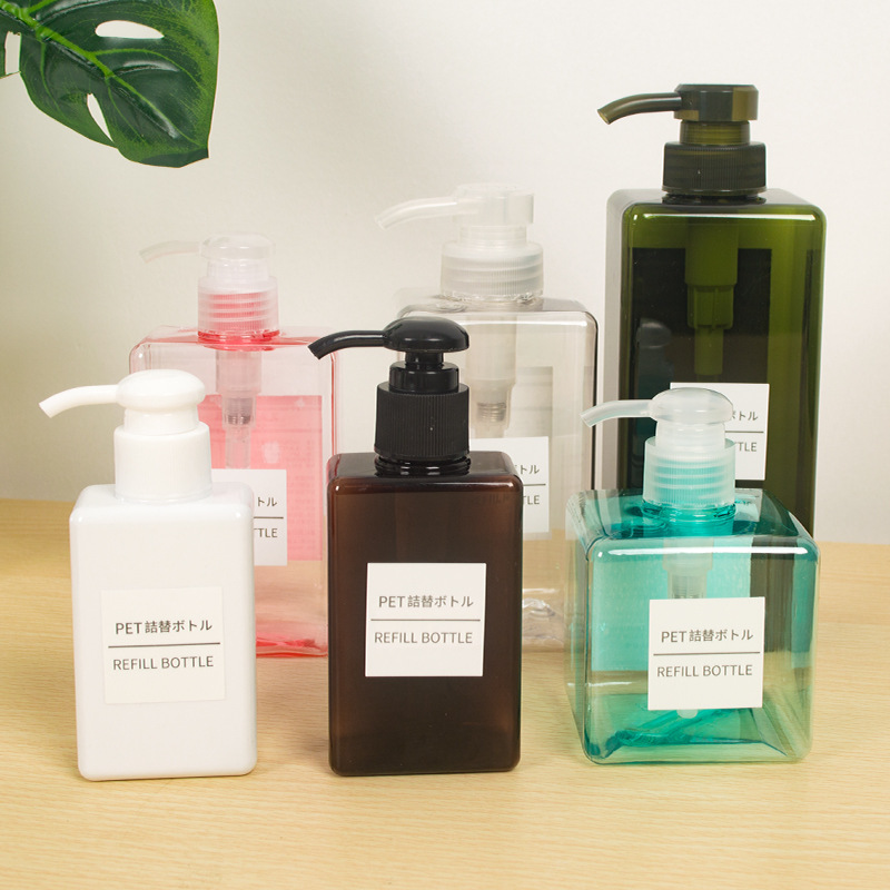 Shampoo Bottle Cosmetics Containers Lotion Pump Bottle 450ml Custom Plastic PETG square Luxury Lotion Bottle for Shampoo