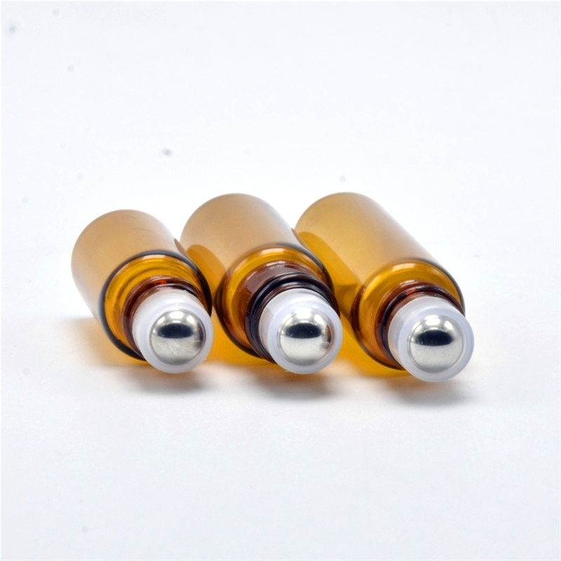 Hot Sale 1ml 2ml 3ml Amber Glass Roll-on Bottles for Eye Cream with Stainless Steel Roller for Ball Minimum Order 100pcs