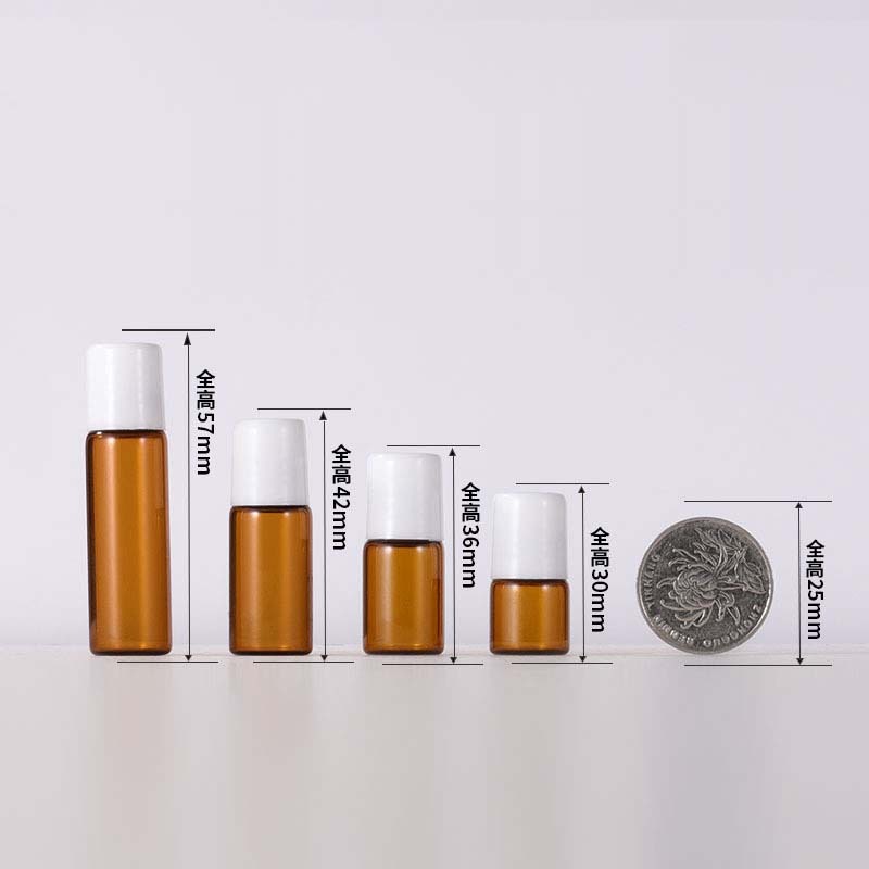 Hot Sale 1ml 2ml 3ml Amber Glass Roll-on Bottles for Eye Cream with Stainless Steel Roller for Ball Minimum Order 100pcs