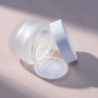 Luxury Design Custom Skincare Packaging 50g/50ml/100ml/120ml Clear Frosted Glass Cosmetic Set Hydrosol Cream Cylinder White Lid
