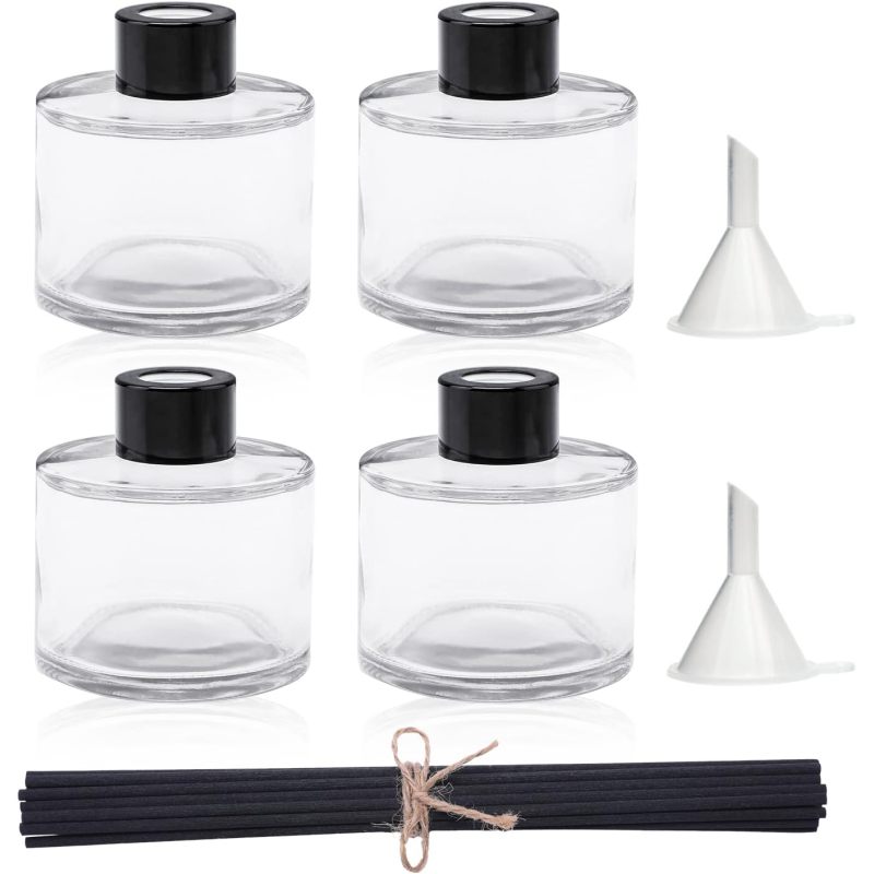 Fragrance Glass Refillable Diffuser Bottles, Diffuser Jars for Home Oil Fragrance Decoration Girl Women Gift (100ML)