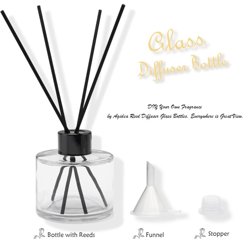 Fragrance Glass Refillable Diffuser Bottles, Diffuser Jars for Home Oil Fragrance Decoration Girl Women Gift (100ML)