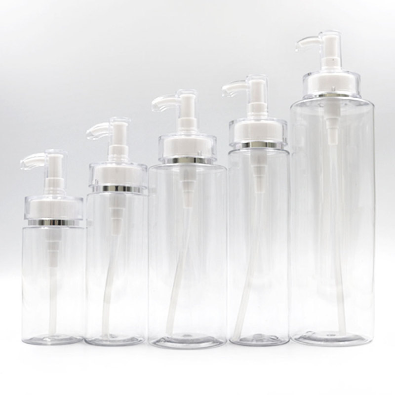 Luxury PET Plastic Cosmetic Bottle Lotion Pump 100ml 150ml 200ml 300ml 500ml Capacities White Color for Shampoo Toner Lotion