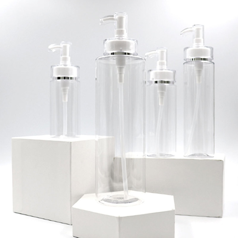 Luxury PET Plastic Cosmetic Bottle Lotion Pump 100ml 150ml 200ml 300ml 500ml Capacities White Color for Shampoo Toner Lotion