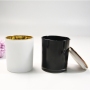 Luxury Wholesale Empty 7oz 220ml Matte Black White Glass Candle Jar 10oz Candle Jars with Golden Silver Rose Golden Metal Lid