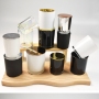 Luxury Wholesale Empty 7oz 220ml Matte Black White Glass Candle Jar 10oz Candle Jars with Golden Silver Rose Golden Metal Lid