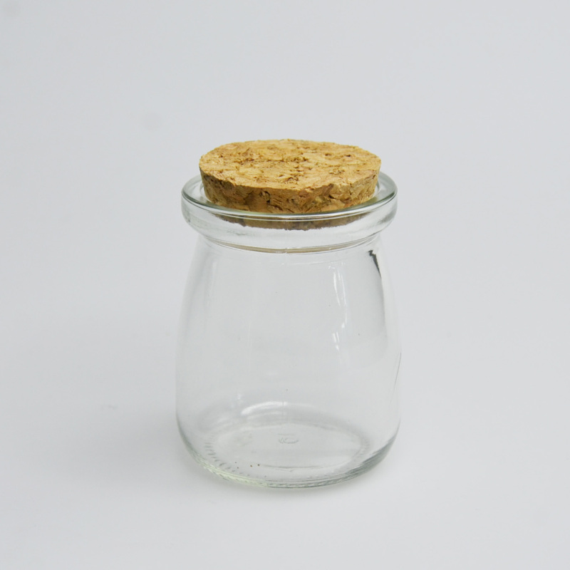 Wholesale 100ml 200ml 250ml Empty Round Clear Glass Pudding Jars with Cork