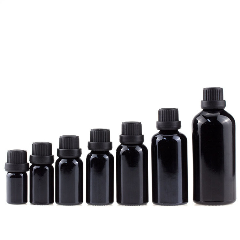 Cosmetic Lotion Packaging Container Glass Empty 20ml 30ml Black Avoid Light Essential Oil Dropper Bottle