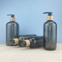 Wholesale 250ml 300ml 350ml 500ml PET Plastic Cosmetic Pump Bottles Bamboo Cap for Shampoo Conditioner Personal Care Products