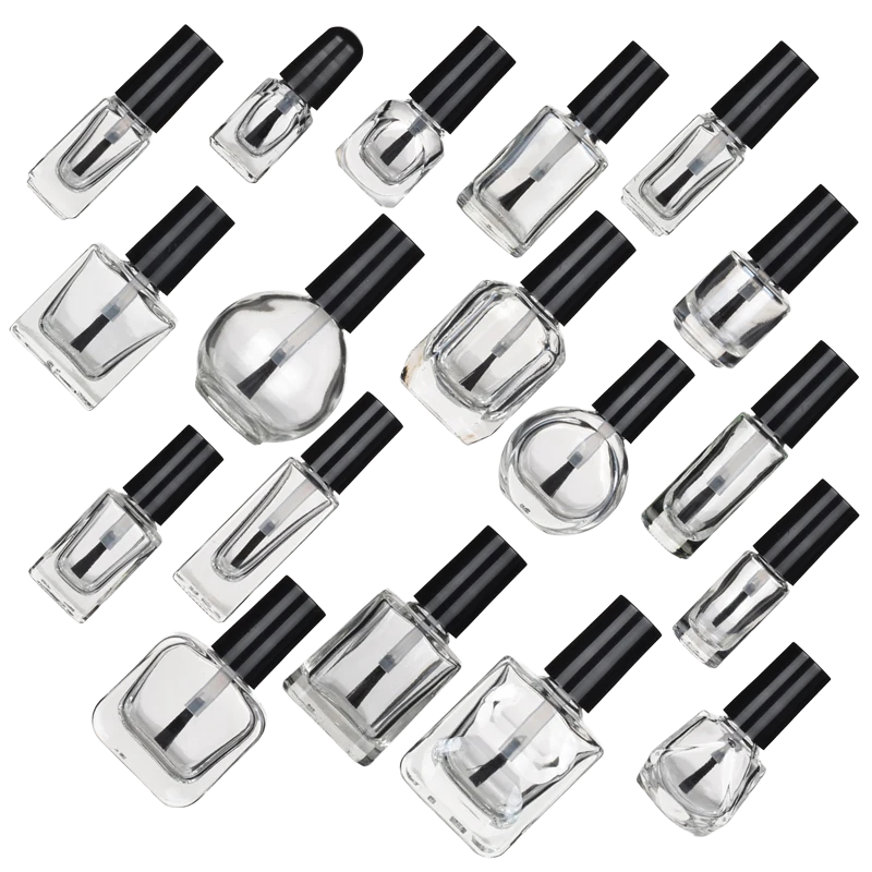 10ml Clear Glass Nail Polish Bottle with Crown Cap New Design for Gel Polish Packaging MOQ 100pcs with Brush Seal