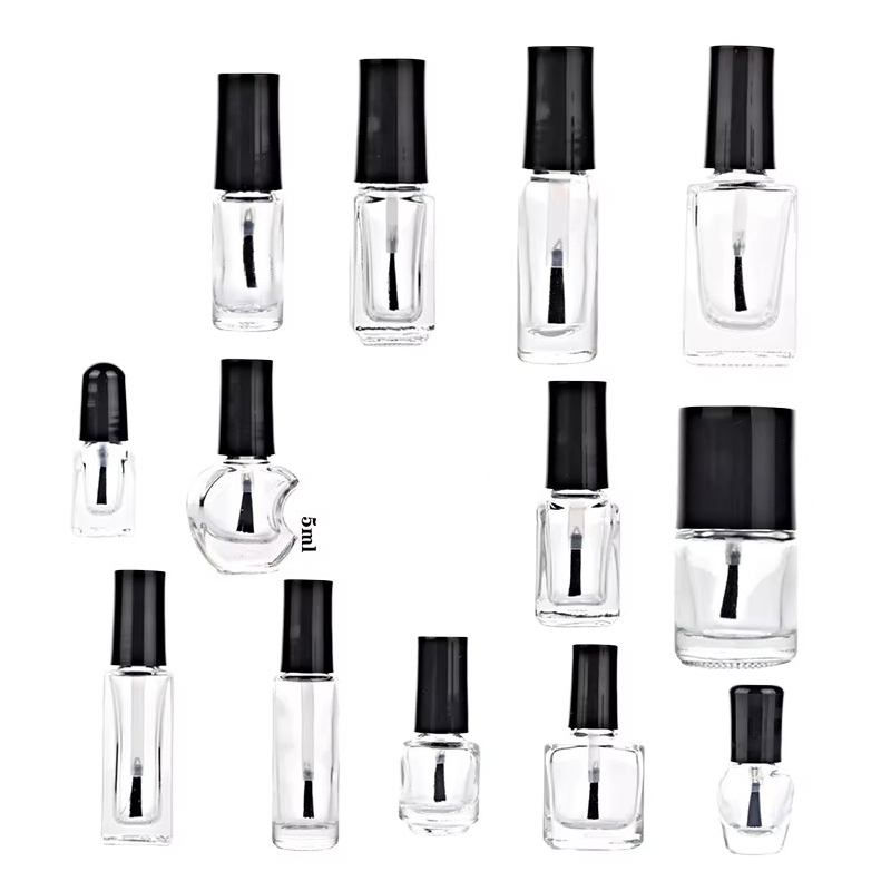10ml Clear Glass Nail Polish Bottle with Crown Cap New Design for Gel Polish Packaging MOQ 100pcs with Brush Seal