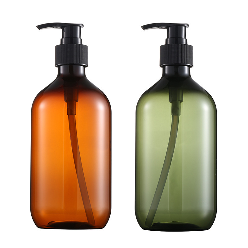 Amber Green 16oz Boston Plastic Bottles 300ml 500ml Shampoo Lotion Pump Sprayer Empty Pumped Sealing Type