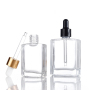 Empty Cosmetic Packaging 15ml 30ml 50ml 100ml Flat Square Shape Serum Glass Dropper Bottles