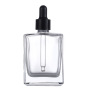 Empty Cosmetic Packaging 15ml 30ml 50ml 100ml Flat Square Shape Serum Glass Dropper Bottles