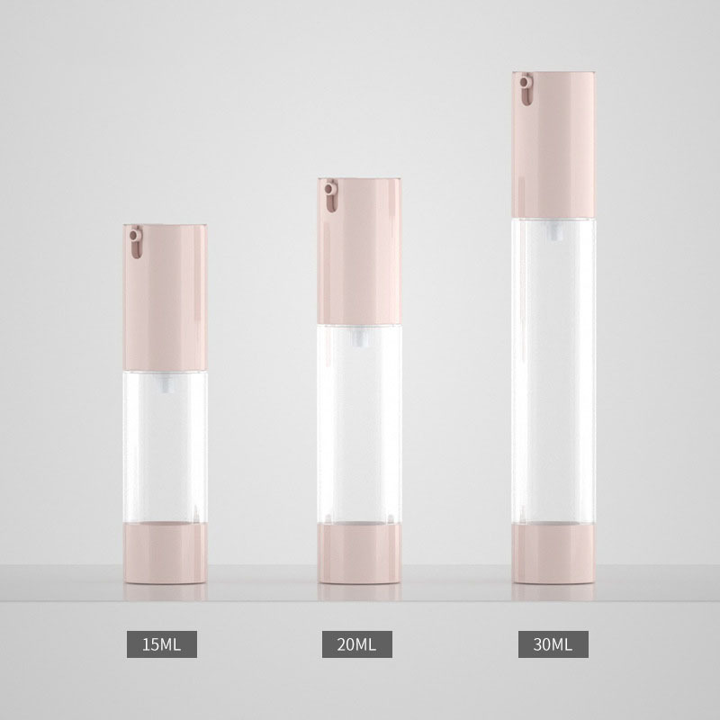 China-Made 30ml for Clear Plastic Airless Bottle with Press Pump as Personal Packaging for Skin Care Serum and Lotion Pink Color