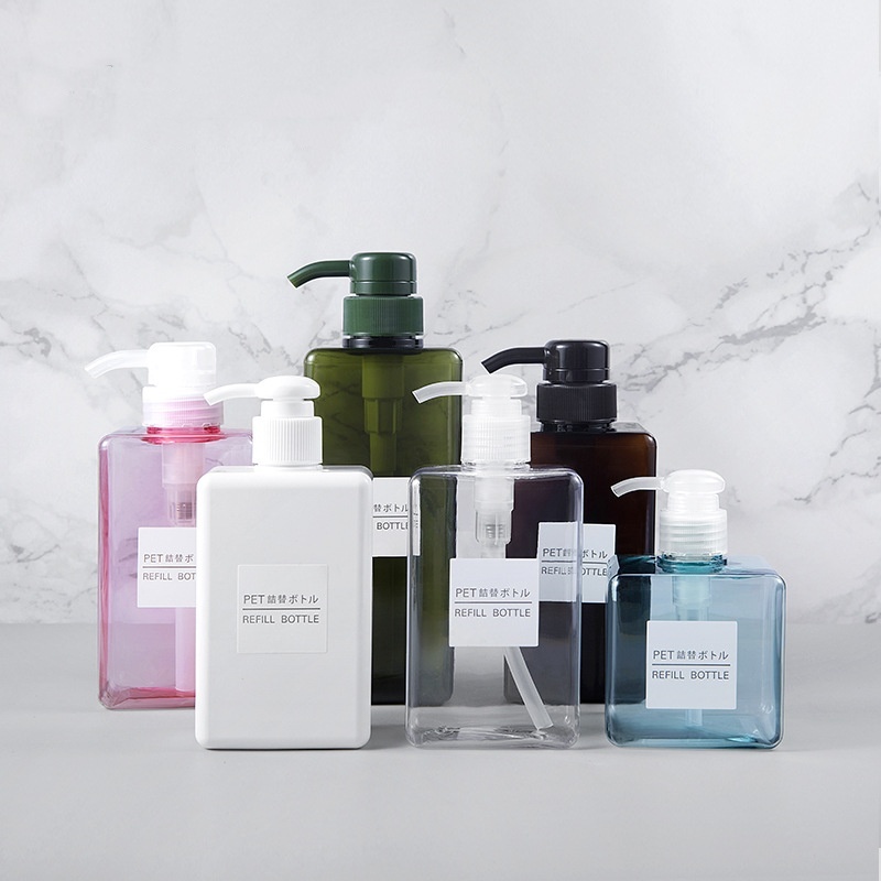 PETG Pump Lotion Bottle 650ml Square Emulsion Bottle Plastic Press Shampoo Body Wash Body Lotion Bottle