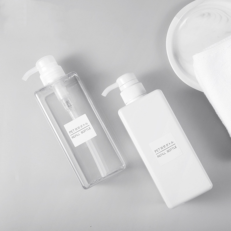 PETG Pump Lotion Bottle 650ml Square Emulsion Bottle Plastic Press Shampoo Body Wash Body Lotion Bottle