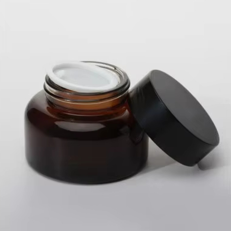 Free Sample Amber 50g/40ml/100ml/120ml Cosmetic Packaging Glass Set Round Shoulder Skincare Packaging Set for Cosmetic Cream