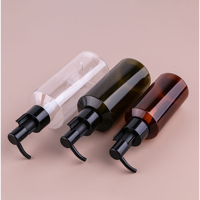 2026 New Style Label Design Recyclable 100ml 150ml 200ml clear Green Amber Packaging Face Body Hair Oil Plastic Pump Bottle