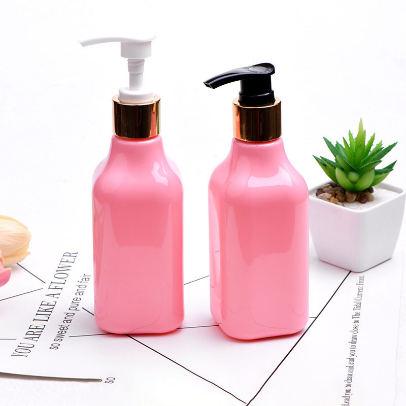 Wholesale 200ml Pink Rectangle Cosmetic Plastic Pump Sprayer Empty Facial Cleanser for Shampoo Skin Care Serum Face Cream