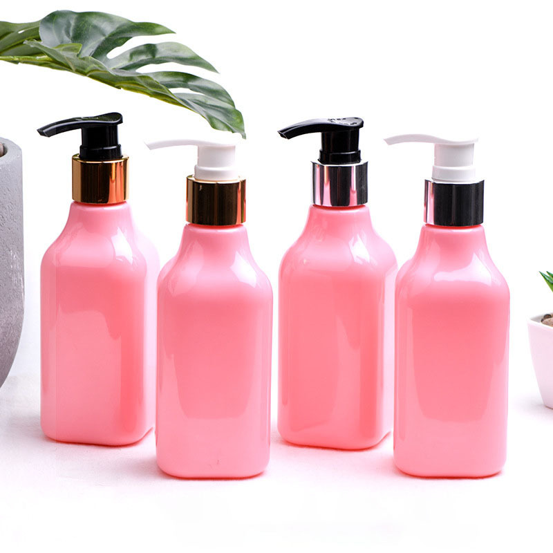 Wholesale 200ml Pink Rectangle Cosmetic Plastic Pump Sprayer Empty Facial Cleanser for Shampoo Skin Care Serum Face Cream