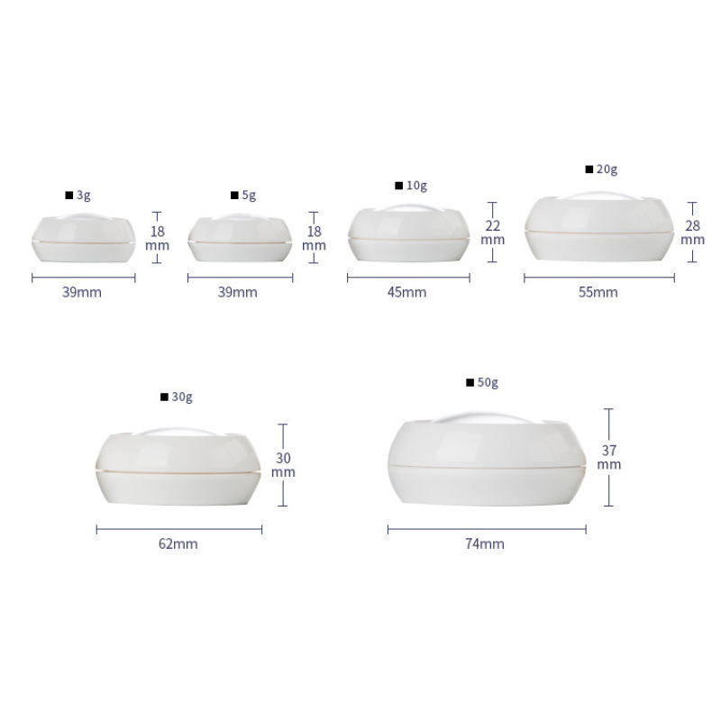 High Quality Fancy Elegant 3g 5g 30g 50g White Round Plastic Cosmetic Cream Container Jars for Cosmetics and Creams