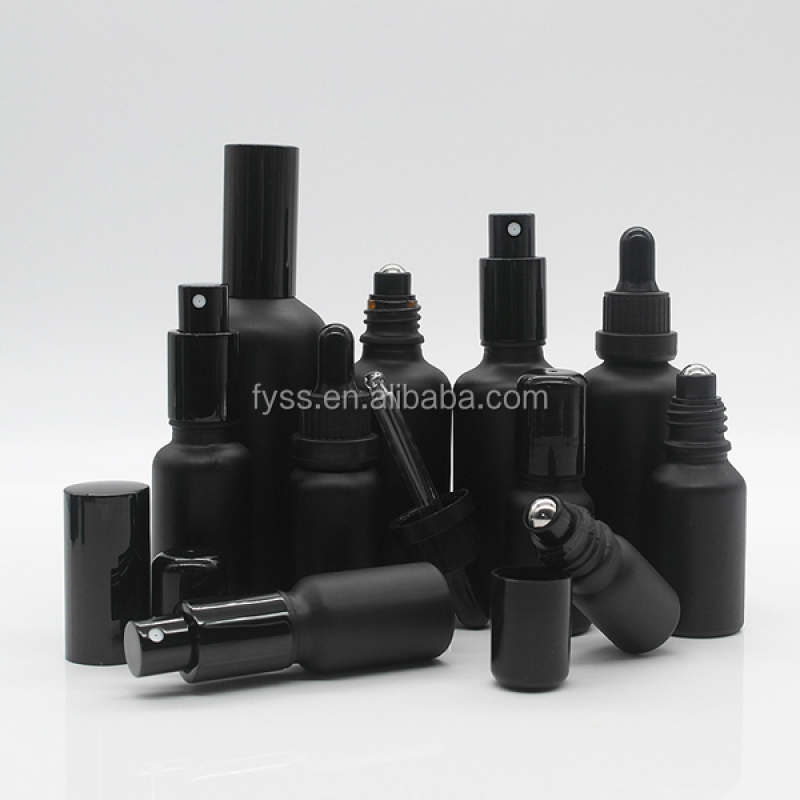 Black Frosted Matte Glass Dropper Spray Bottle 10ml to 100ml Capacity