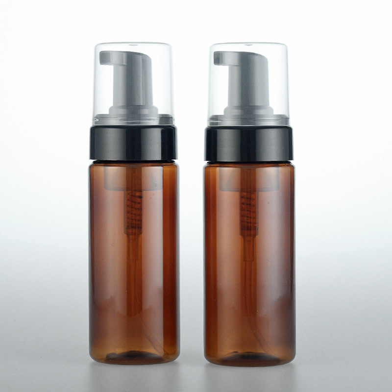 Customizable 150ml Brown Foam Bottle with Black Pump Head for Skin Care Serum Face Cream Cosmetic Packaging for Cleansing Cream