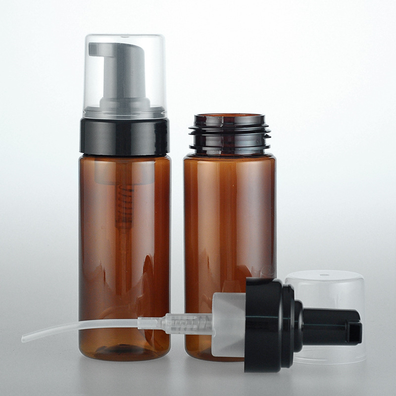 Customizable 150ml Brown Foam Bottle with Black Pump Head for Skin Care Serum Face Cream Cosmetic Packaging for Cleansing Cream