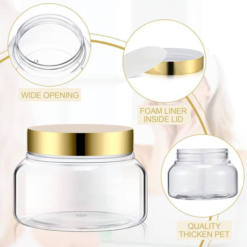 Empty Body Butter Cream Container Skincare Body Scrub Jars Plastic Wide Mouth Cosmetic 8oz Jar for Body Scrub