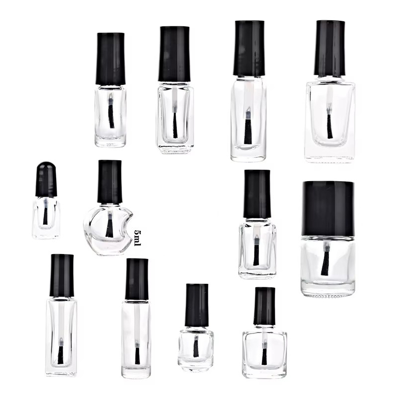 Ready to Ship 10ml Glass clear Empty Nail Polish Bottle Containers with Brush Cap and Custom Private Label