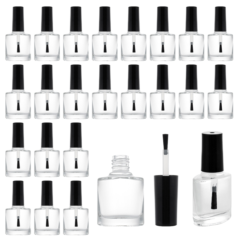 Ready to Ship 10ml Glass clear Empty Nail Polish Bottle Containers with Brush Cap and Custom Private Label