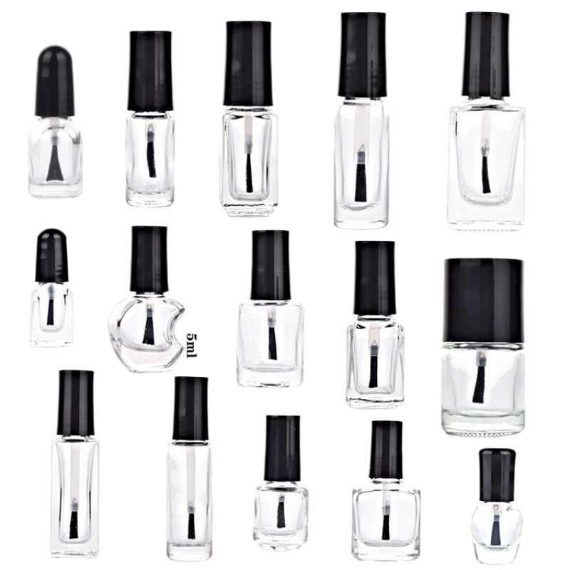 Ready to Ship 10ml Glass clear Empty Nail Polish Bottle Containers with Brush Cap and Custom Private Label