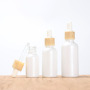 50ml Pearl White Round Glass Essential Oil Bottle with Dropper for Skin Care