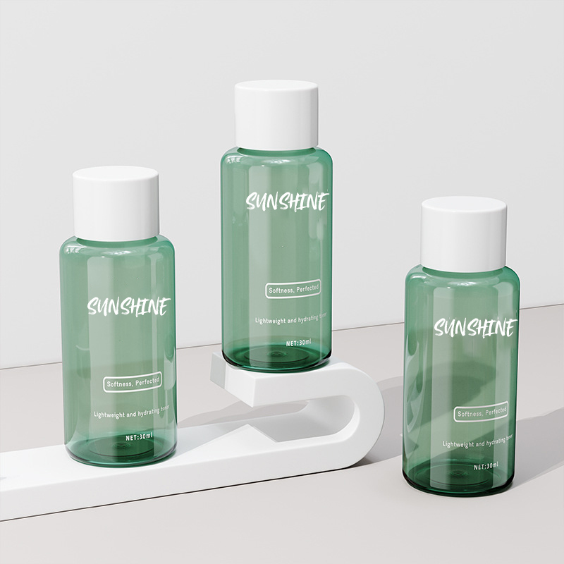 Ready Stock 30ml Clear Green PET Plastic Bottle Travel Size Refillable Toner Container for Facial Mist