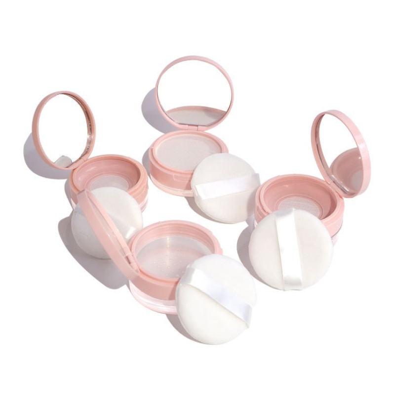 10g 20g Round Flapper Loose Powder Containers Matte Loose Powder Jar Portable With Mirror Powder Puff