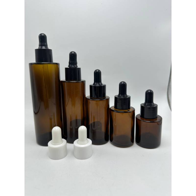 New Arrival  Amber Bottles 40ml Cosmetic Serum Lotion Pump Bottle Glass Cream Bottles Amber Glass Jars for Face Cream