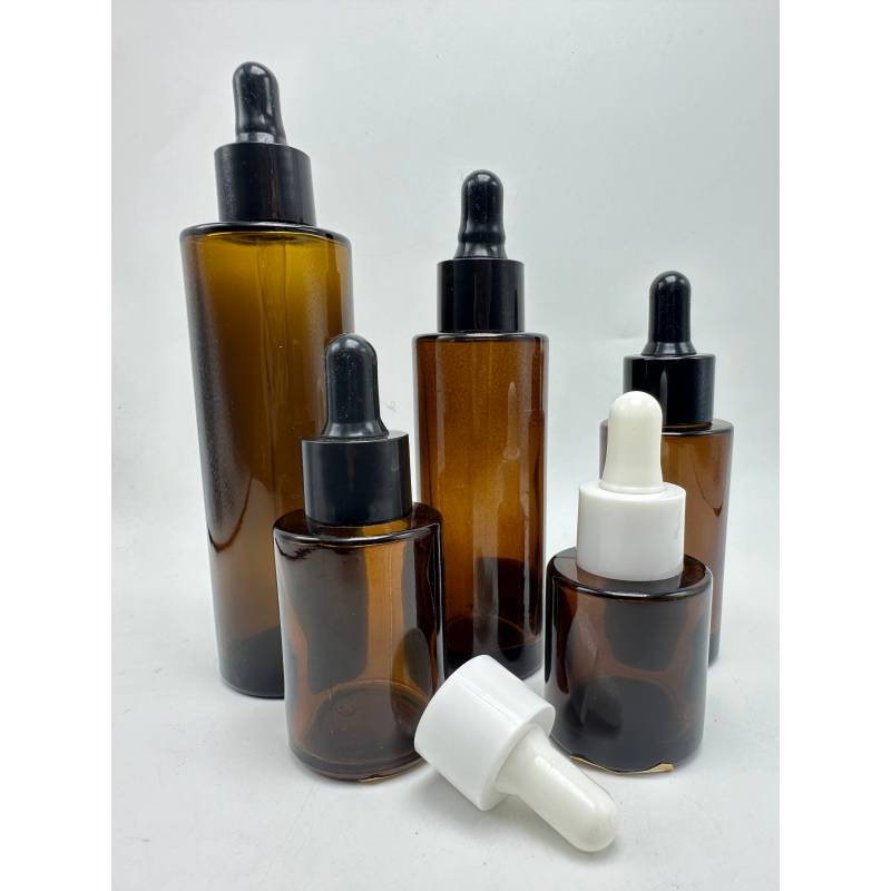 New Arrival  Amber Bottles 40ml Cosmetic Serum Lotion Pump Bottle Glass Cream Bottles Amber Glass Jars for Face Cream