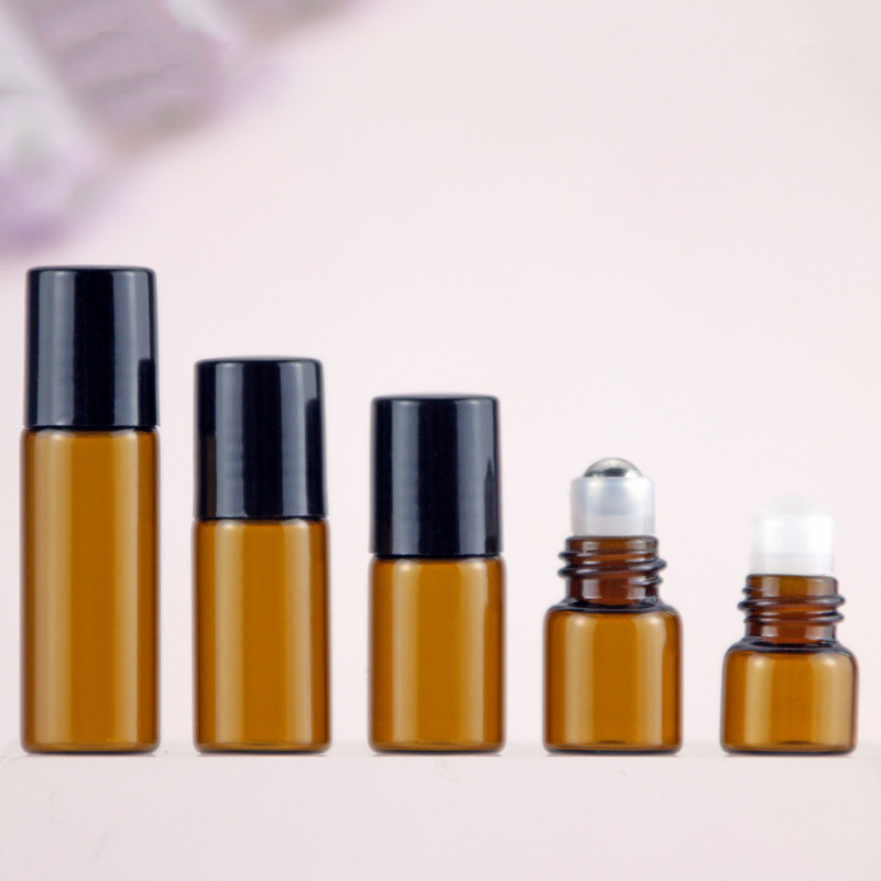 Cosmetic Packaging Roll on bottle 1ml 2ml Skin Care Packaging 10ml 3ml Brown Essential Oil Bottle 5ml Roller Bottles